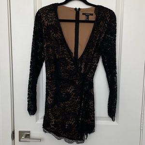 Forever 21 Size Small Black Lace Wrap Romper